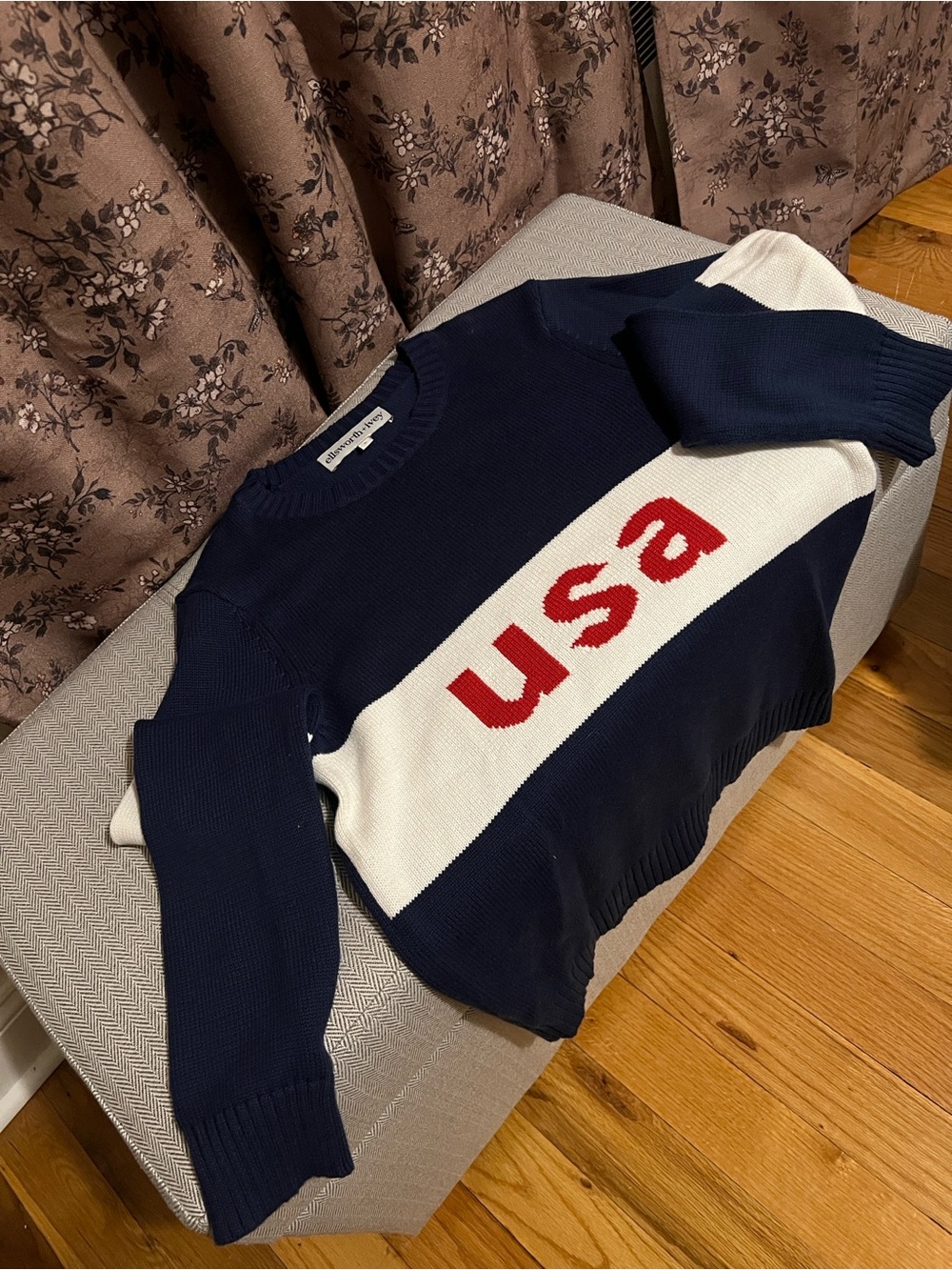 Ellsworth+ivey Women’s Navy USA Knit Sweater
